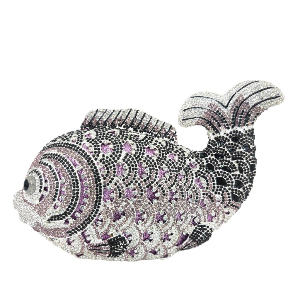 1214 Fish Rhinestone Clutch Purses Formal Evening Bags Prom Purse Wedding